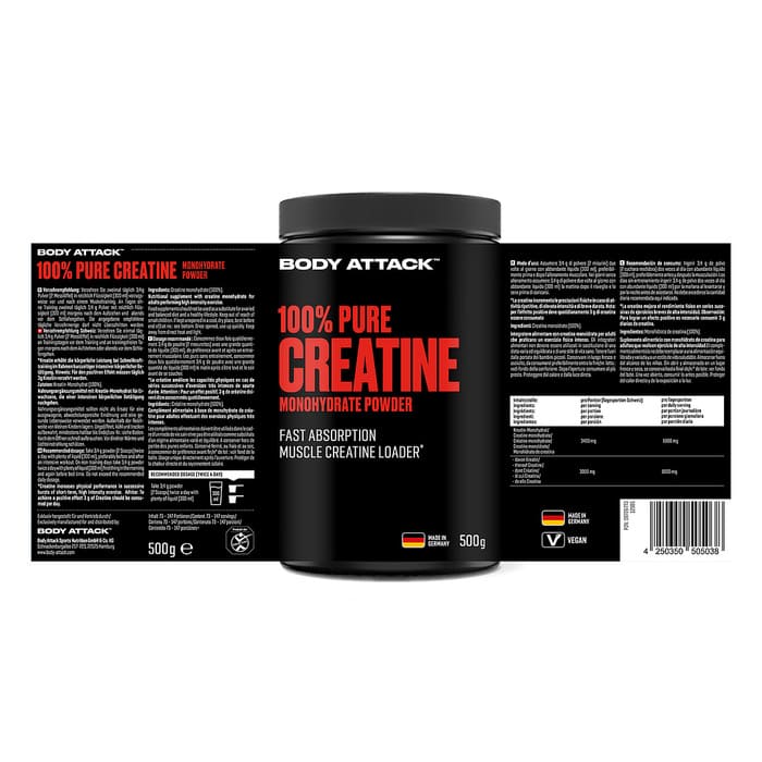 Body Attack - 100% Pure Creatine Monohydrat - 500g