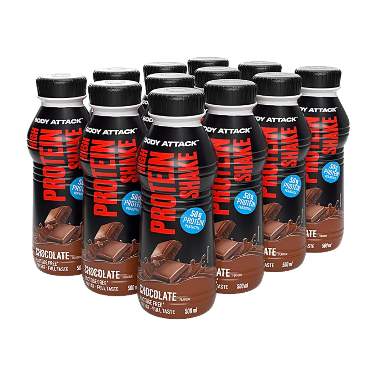 Body Attack High Protein Shake, 12 x 500 ml Flasche (inkl. 3,- Euro Pfand)