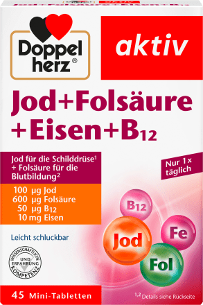 Doppelherz - Jod + Folsäure + Eisen + B12 45 Mini Tabletten