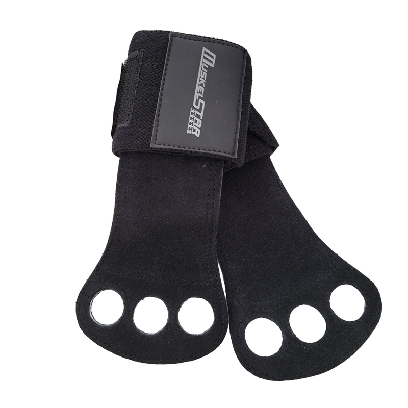 Muskelstar - MSTAR Crossfit Grip Handschuhe mit Bandage/ Wildlederanteil - Schwarz