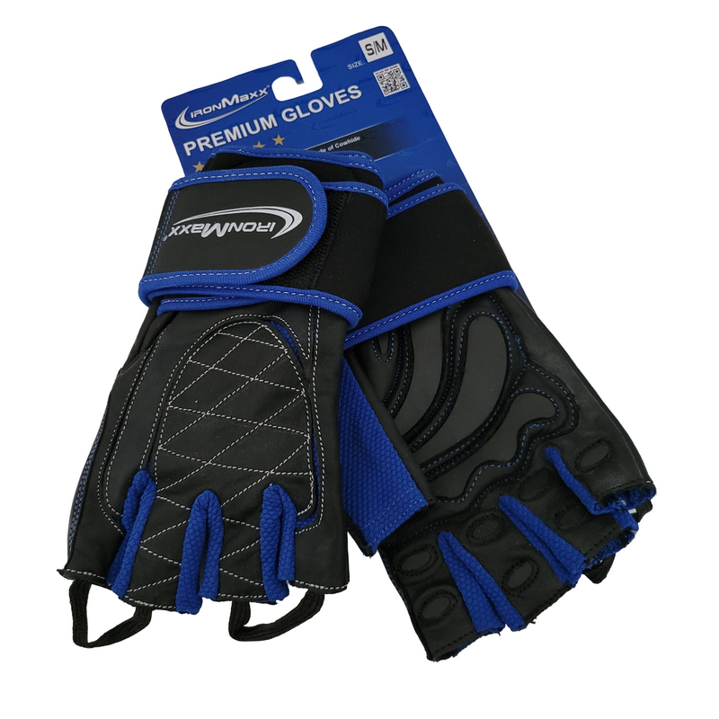 IronMaxx - Premium Gloves mit Bandage - Schwarz/Blau