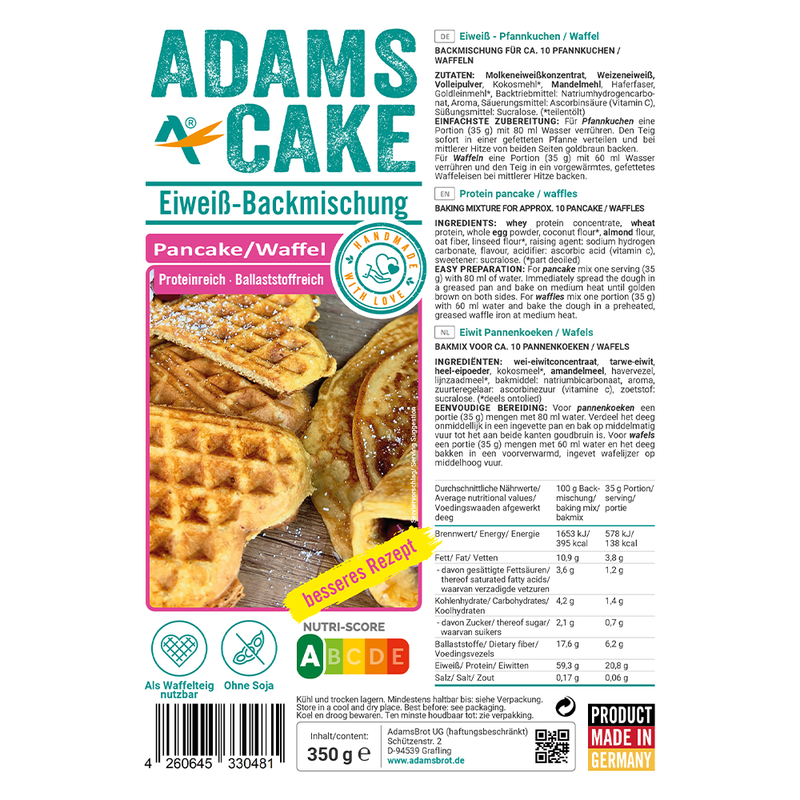 Adams Cake - Eiweiß Backmischung "Pancake/ Waffeln" 350g