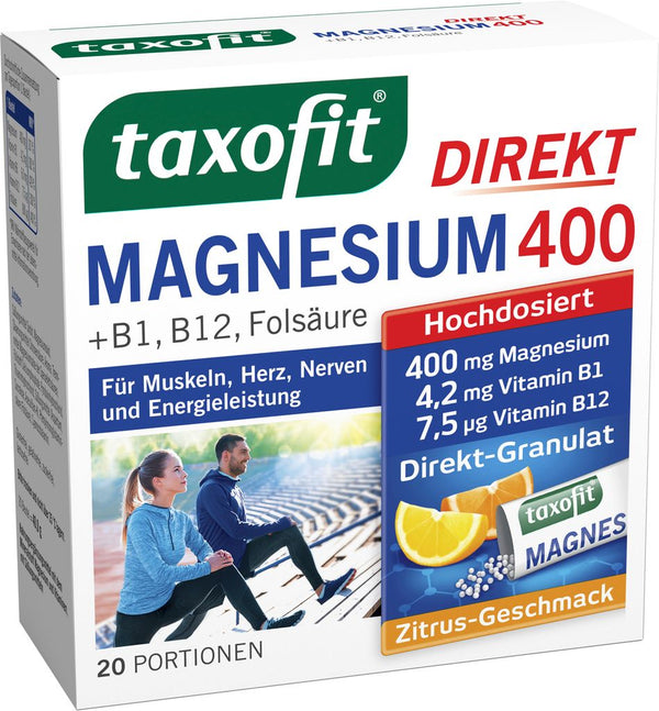 taxofit Magnesium 400+ B1+B12+Folsäure direkt - 20 Portionen