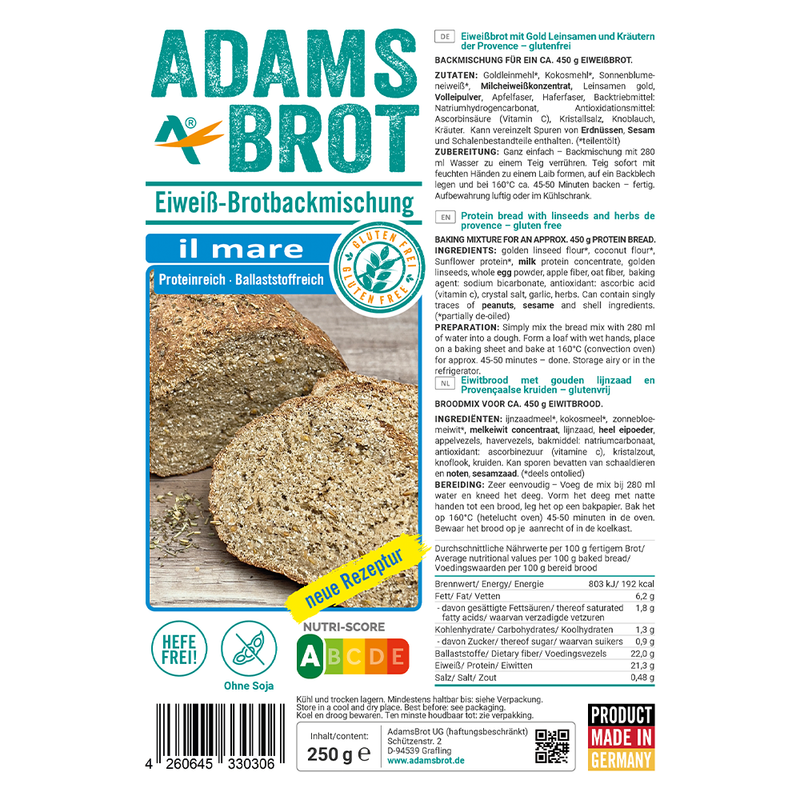 Adams Brot - Eiweiß Brotbackmischung "il mare" 250g