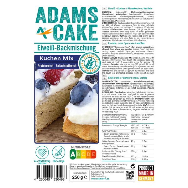 Adams Cake - Eiweiß Kuchenbackmischung "Kuchen Mix" 250g
