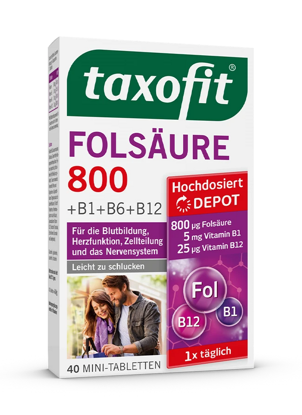 taxofit Folsäure 800 +B1+B6+B12 Depot - 40 Mini Tabletten