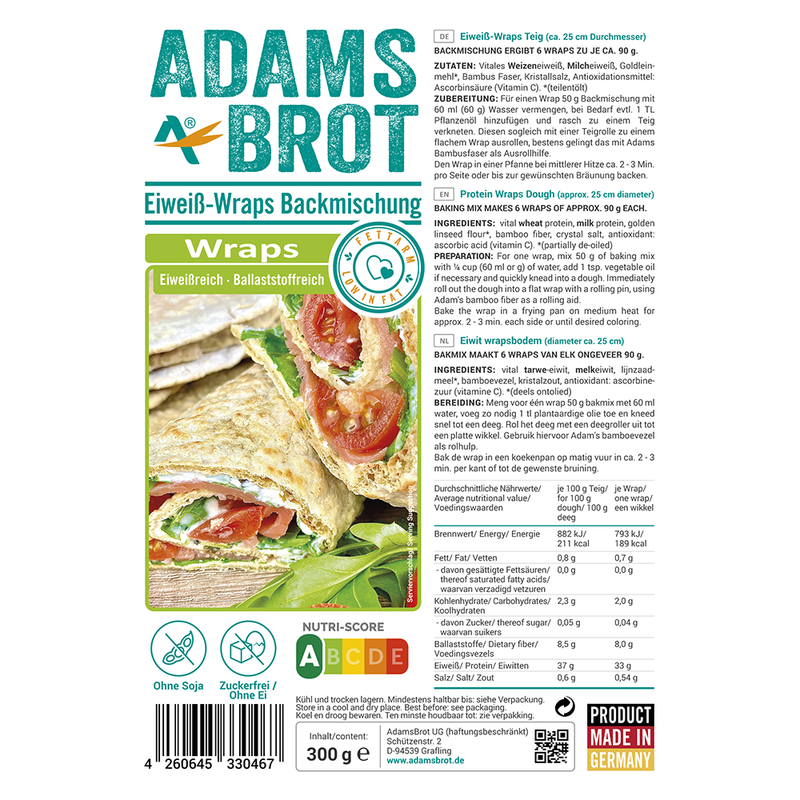 Adams Brot - Eiweiß Wrap Backmischung "Wraps" 300g